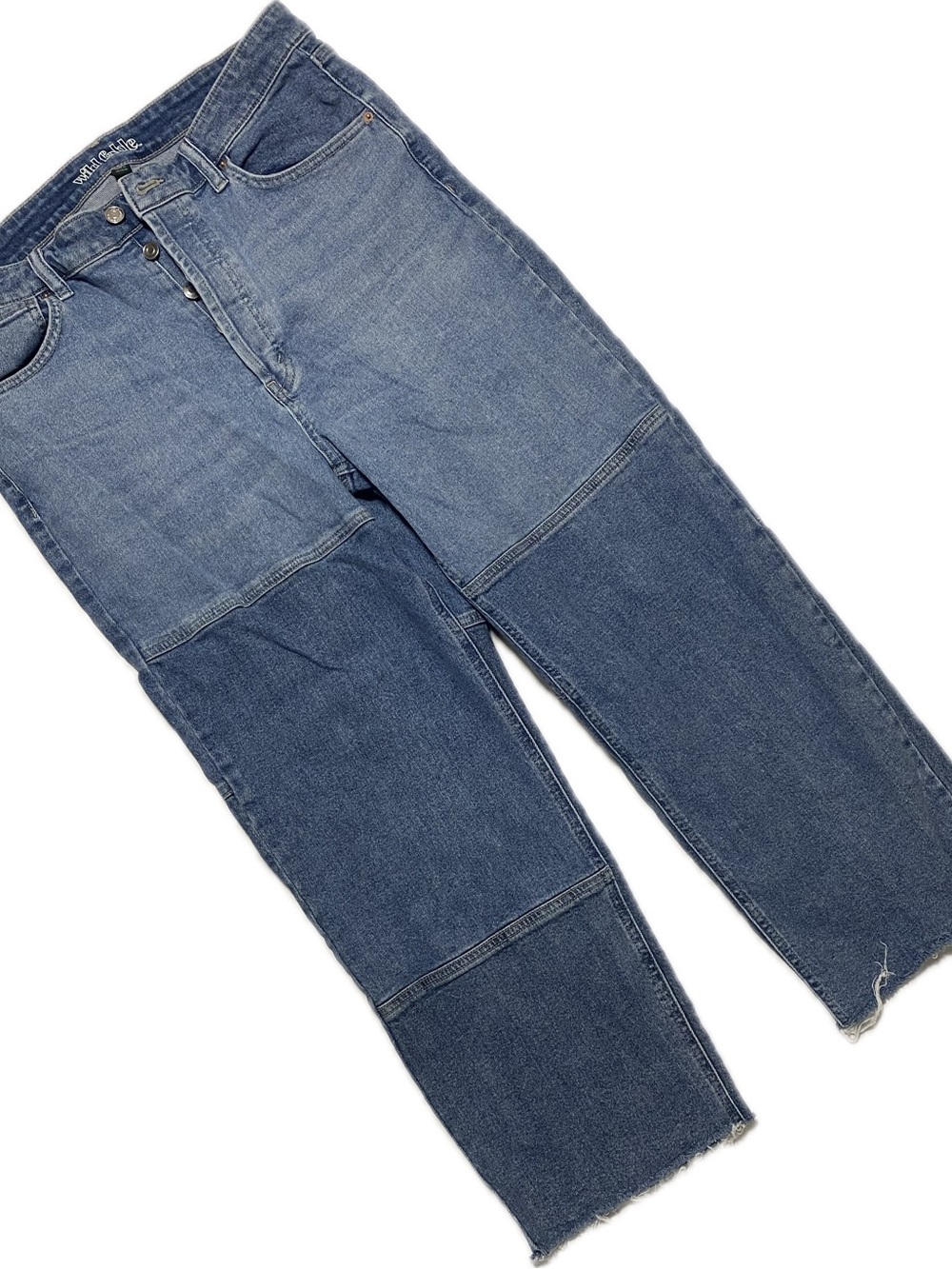 wild fable Two-Tone Denim Wide Leg Jeans - Light & Dark Blue